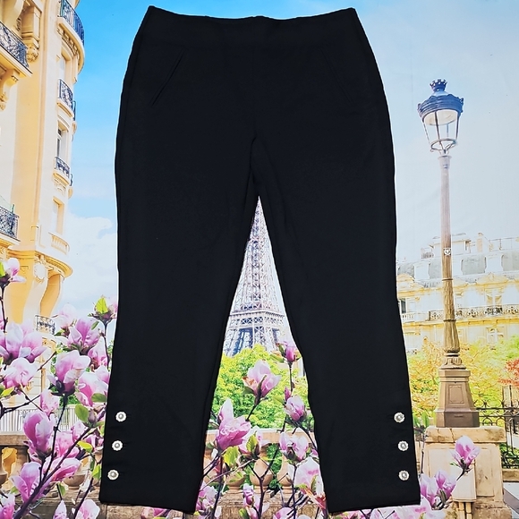 Chico's Black Ankle Cropped Pants Sleek High Waist Tailored Design Size 1 - Picture 1 of 6